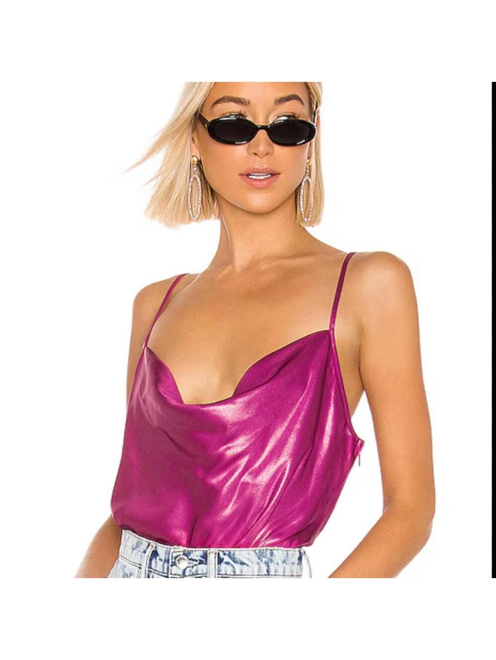 Kendall + Kylie pink shiny satin top